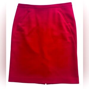 Women’s red LOFT skirt zips in back with slit size 10